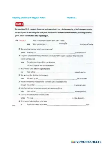 FCE RUE part 4 practice 1