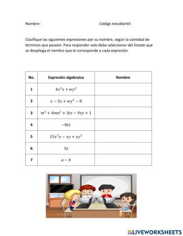 Términos algebraicos