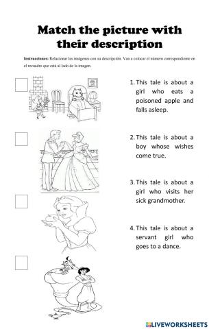 Match the tale with their description