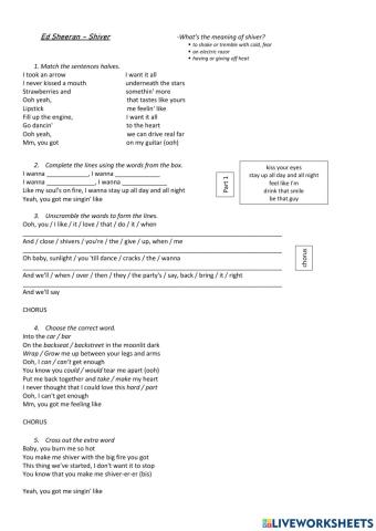 Ed Sheeran - Shivers Song worksheet