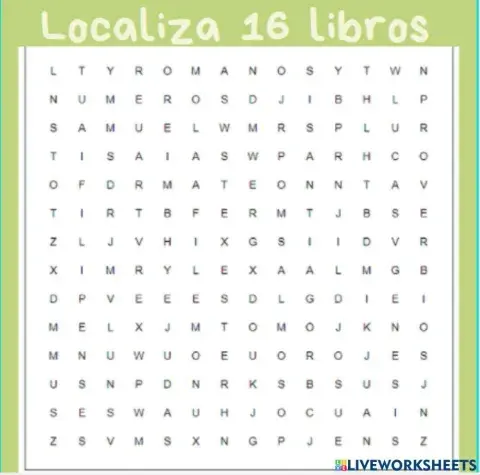 Sopa de letra libros de la Biblia