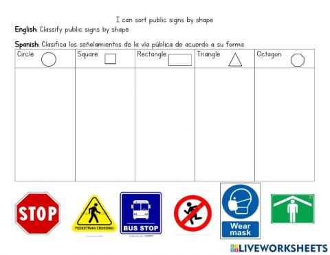 I can sort public signs by shape
