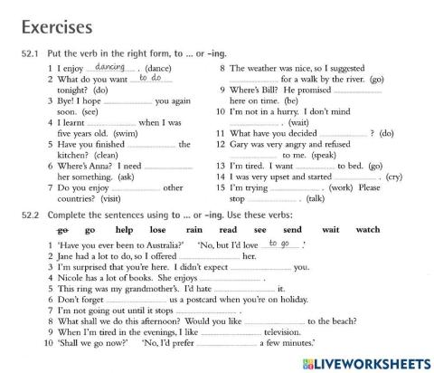 -ing or to infinitive