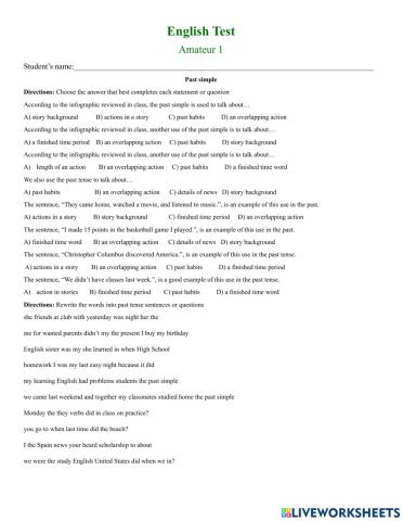 Past Tense English Test