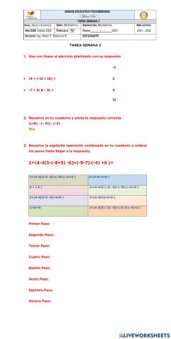 División de enteros Operaciones Combinadas