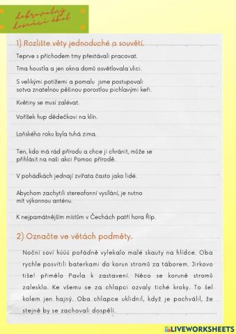 Podmět a přísudek