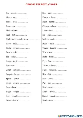 Irregular verbs
