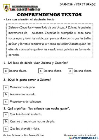 Comprensión de lectura