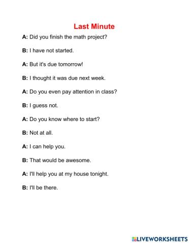 Speaking exercise October 2nd