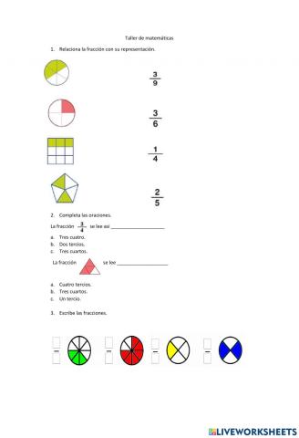 Lectura y escritura de fracciones