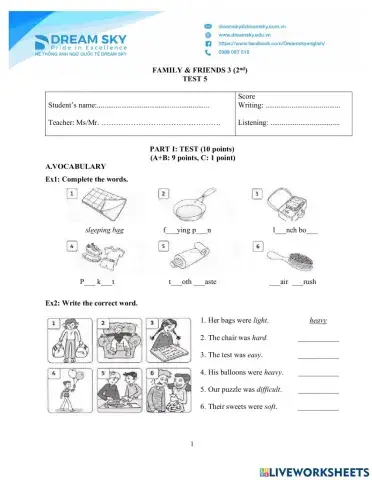 DS - Fa3 - Test 5 Writing