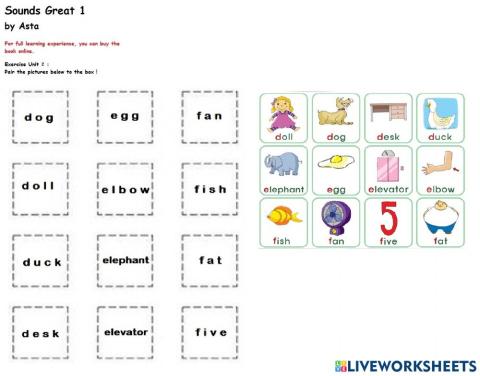 Sounds Great 1 Unit 2 Exercise 1