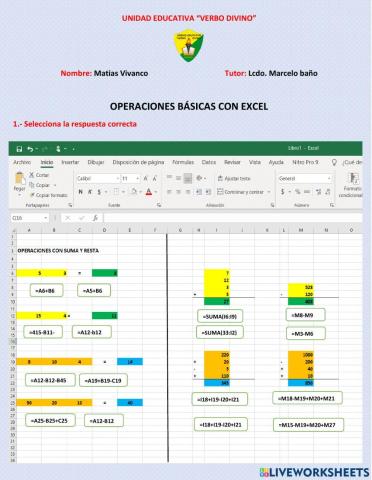 Operaciones Básicas con Excel