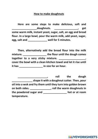 Making doughnuts (Process and procedure)