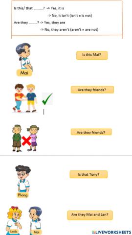 Yes, it is- No, it isn't - Yes, they are- No, they aren't