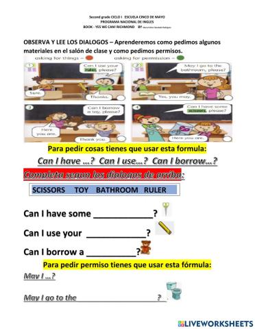 Asking for things in the classroom