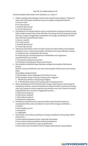 Pre tes pembelajaran ipa sd