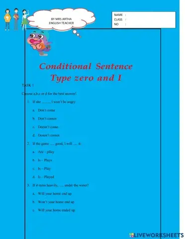 Conditional Sentences Type zero and Type 1