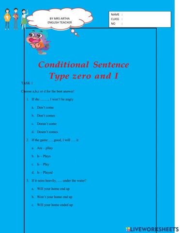 Conditional Sentences Type zero and Type 1