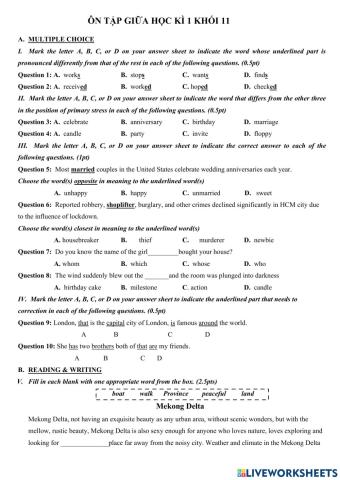 Ôn tập giữa học kì 1