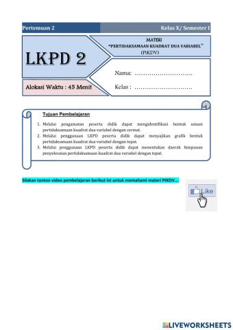 Sistem Pertidaksamaan Linear Kuadrat Dua Variabel