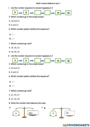 Review Maths Midterm 1