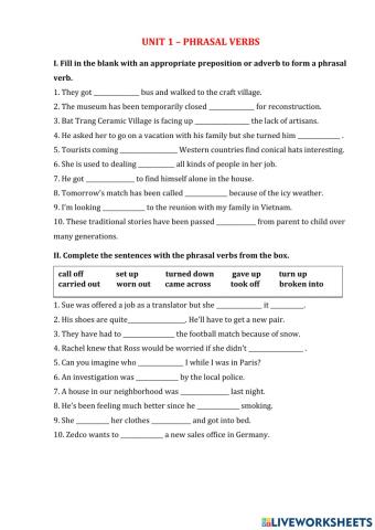 Unit 1 phrasal verbs