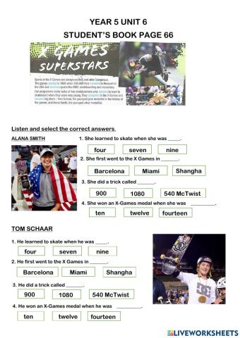 Year 5 UNIT 6 SPORTS PAGE 66