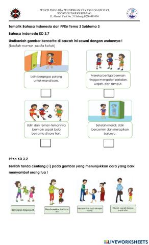 Latihan Bahasa Indonesia dan PPKn Tema 3 Subtema 3