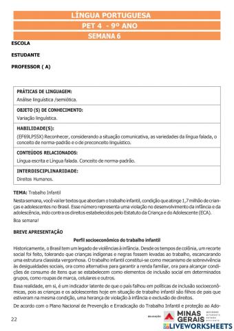 Pet 4 - 9º ano- semana 6