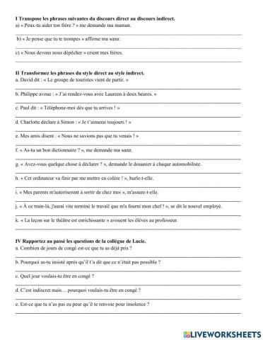 Le discours indirect