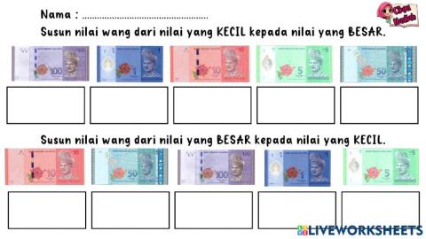 Susun Mata Wang (Wang kertas)