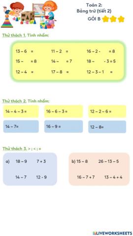 Gói b - bảng trừ (tiết 2)