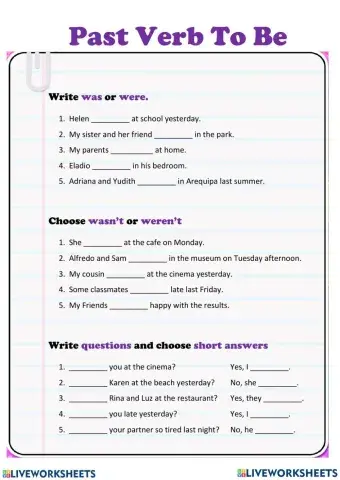 Verb to be past tense