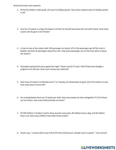 Fraction problem solving