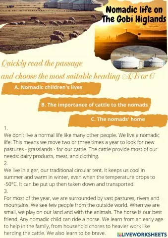 Unit 2 - Life in the countryside - Reading