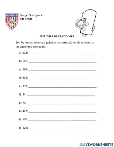 Escritura de cantidades