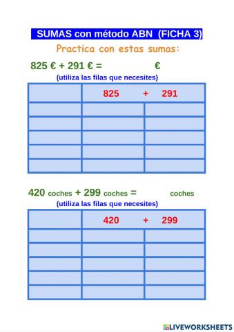 Sumas método abn