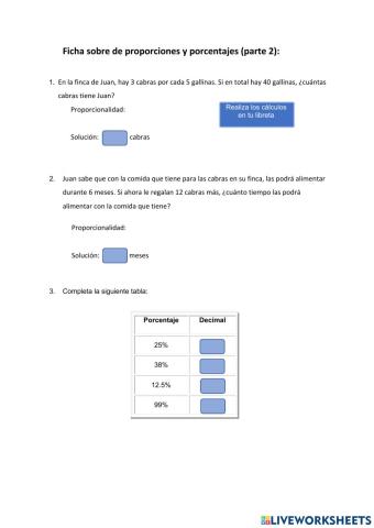 Proporcionalidad y porcentajes