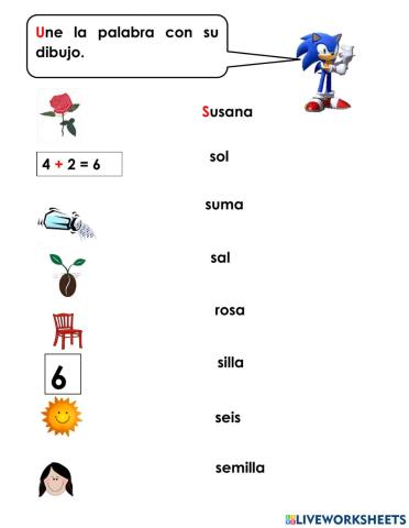 Actividad 4 -s- unir palabras extras con dibujo