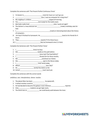 Present Perfect - Present Perfect Continuous