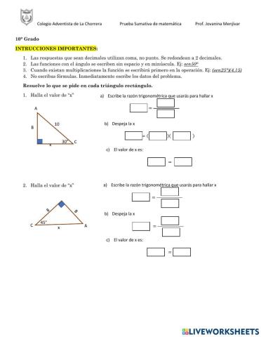 Resolución de Triángulos Rectángulos