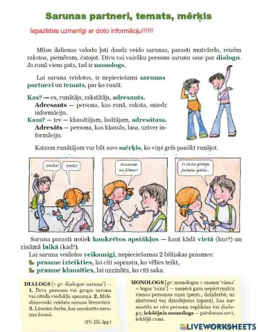 Sarunas partneri, temats, mērķi