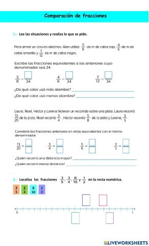 Comparación de fracciones