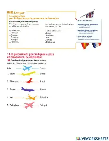 Indiquer la provenance, la destination