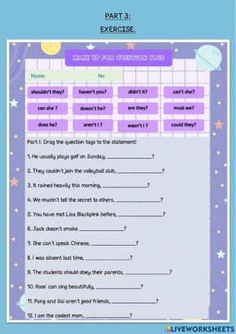 Question tags. (Exercise)