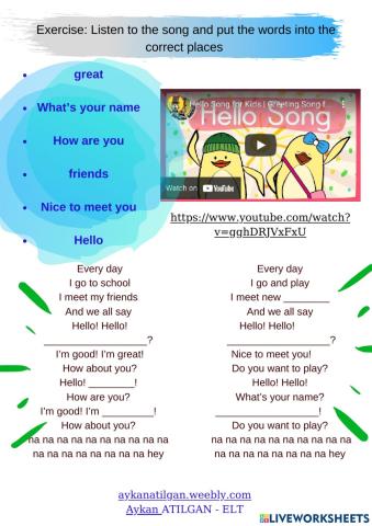 Greetings Listening activity