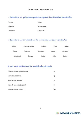 La medida. Cambios de uds.