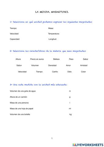 La medida. Cambios de uds.