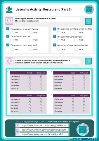 Listening: Restaurants (Part 2)